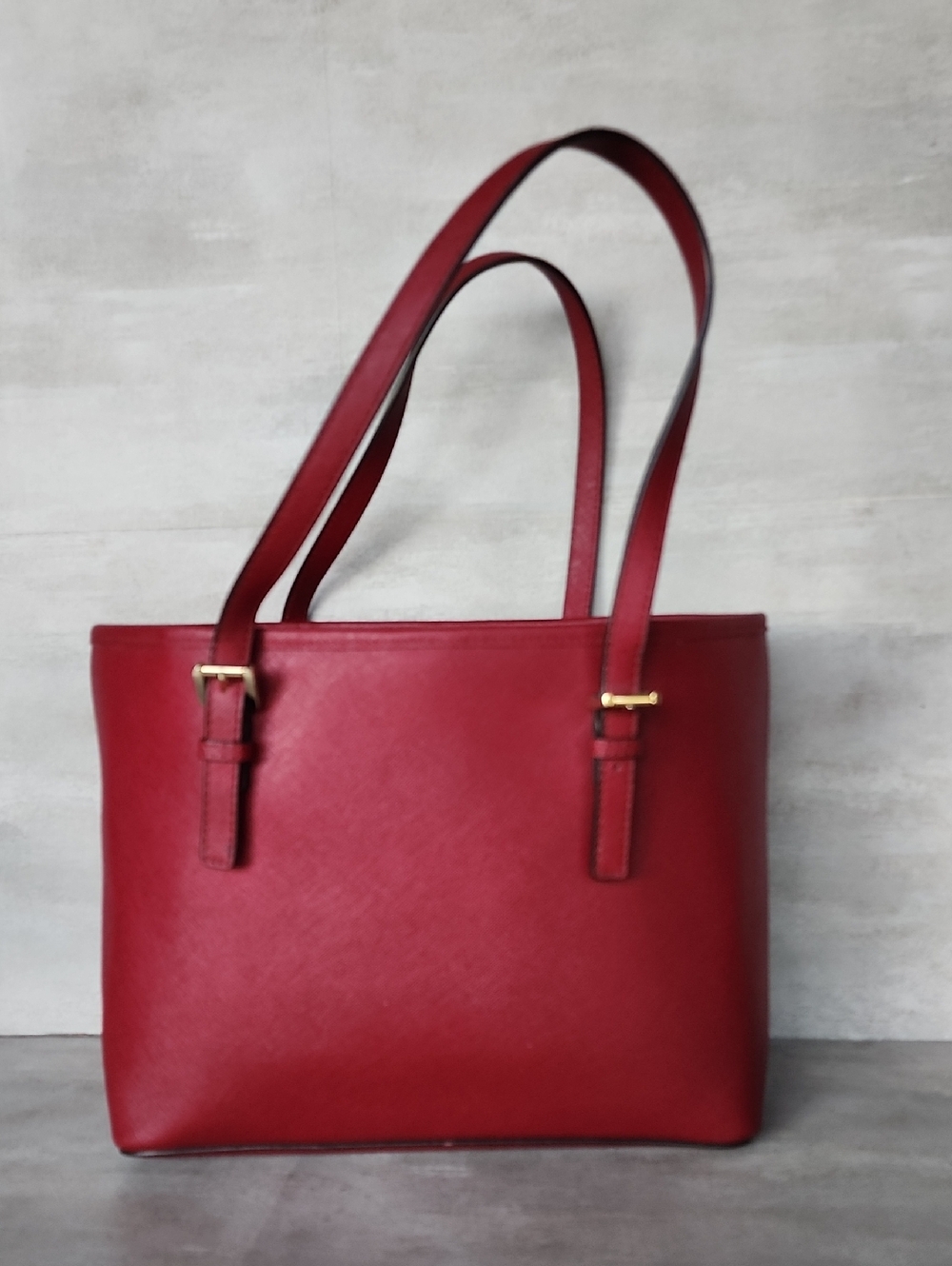 Michael Kors Jet Set Mulberry Red Saffiano Leather Tote with MK Charm - Picture 3 of 12